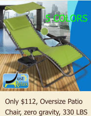 Only $112, Oversize Patio Chair, zero gravity, 330 LBS 5 COLORS
